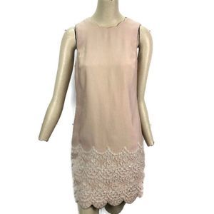 Hitherto Pink Blush Dress Sz 2 Scalloped Neckline